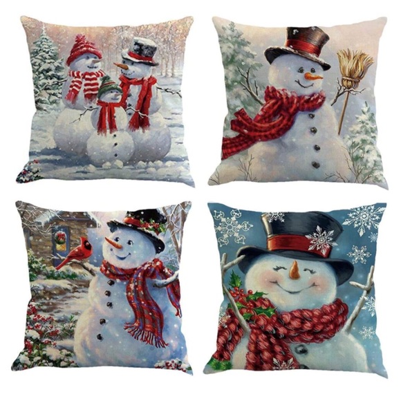 Christmas Snowman Frosty Winter Pillow Cover - Picture 2 of 7